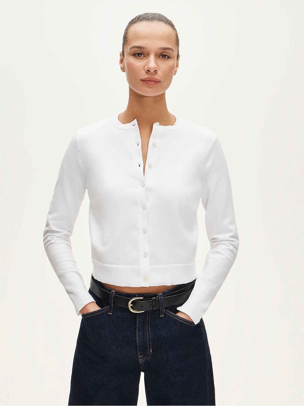 J. Crew Jackie cardigan in premium ultrafine cotton in White Size Small NWT